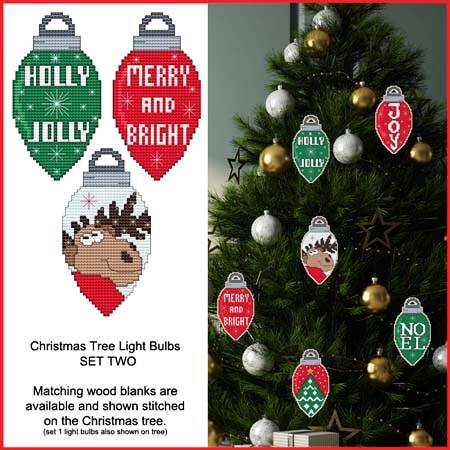 cross stitch pattern Christmas Light Bulb Ornaments Set 2