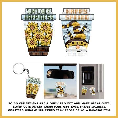 cross stitch pattern Sunflower  Happy Spring Gnome To Go Cup