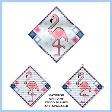 cross stitch pattern On Point Ornament - FLAMINGO