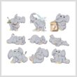 cross stitch pattern Cute Elephants Combo