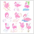 cross stitch pattern Art Deco Flamingos Combo