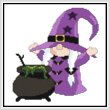 cross stitch pattern Halloween Gnome - Cauldron