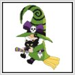 cross stitch pattern Halloween Gnome - Cat Witch
