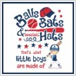 cross stitch pattern Balls Bats  Baseball Hats Little Boys