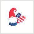 cross stitch pattern Patriotic 4th Of July Heart Pillow Gnome