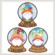 cross stitch pattern Monthly Gnome Snow Globes April May June