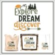 cross stitch pattern Adventure Series- EXPLORE DREAM DISCOVER