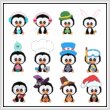 cross stitch pattern Monthly Little Penguins Combo